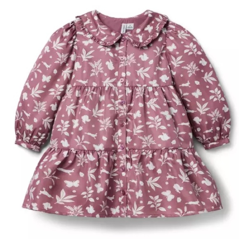 Janie and Jack Mauve Floral & Butterfly Tiered Dress